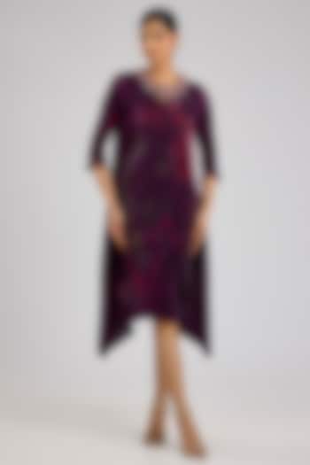 Blackberry Pleated Polyester Viscose Kurta by Kiran Uttam Ghosh at Pernia's Pop Up Shop