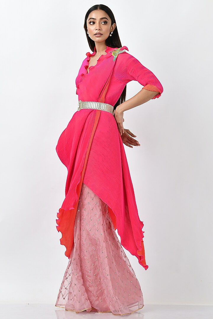 Pink Embroidered Sharara Pants by Kiran Uttam Ghosh at Pernia's Pop Up Shop