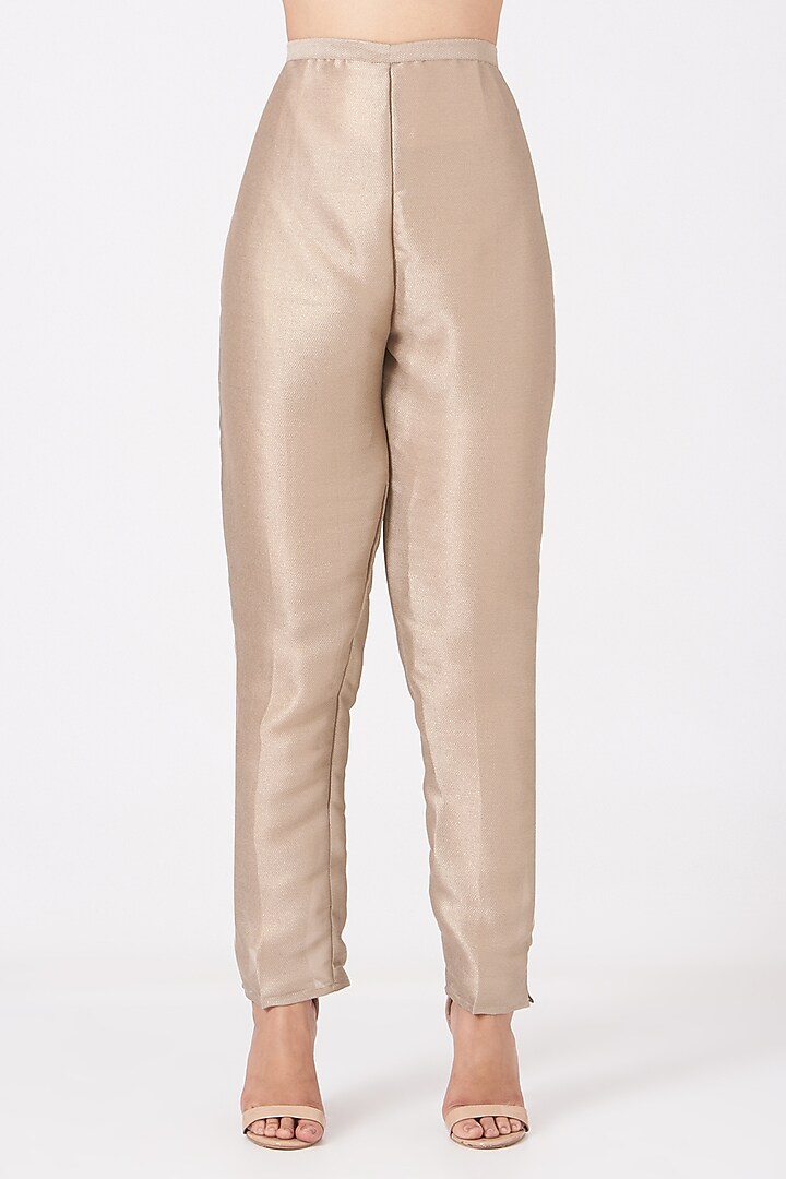 Dark Copper Woven Tweed Trousers by Kiran Uttam Ghosh at Pernia's Pop Up Shop