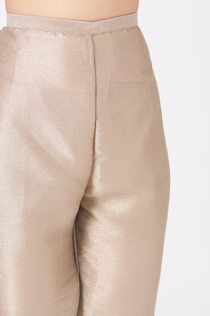 Dark Copper Woven Tweed Trousers by Kiran Uttam Ghosh at Pernia's Pop Up Shop