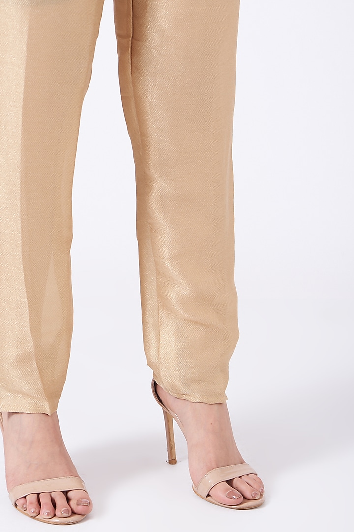 Beige Silk Pants by Kiran Uttam Ghosh at Pernia's Pop Up Shop