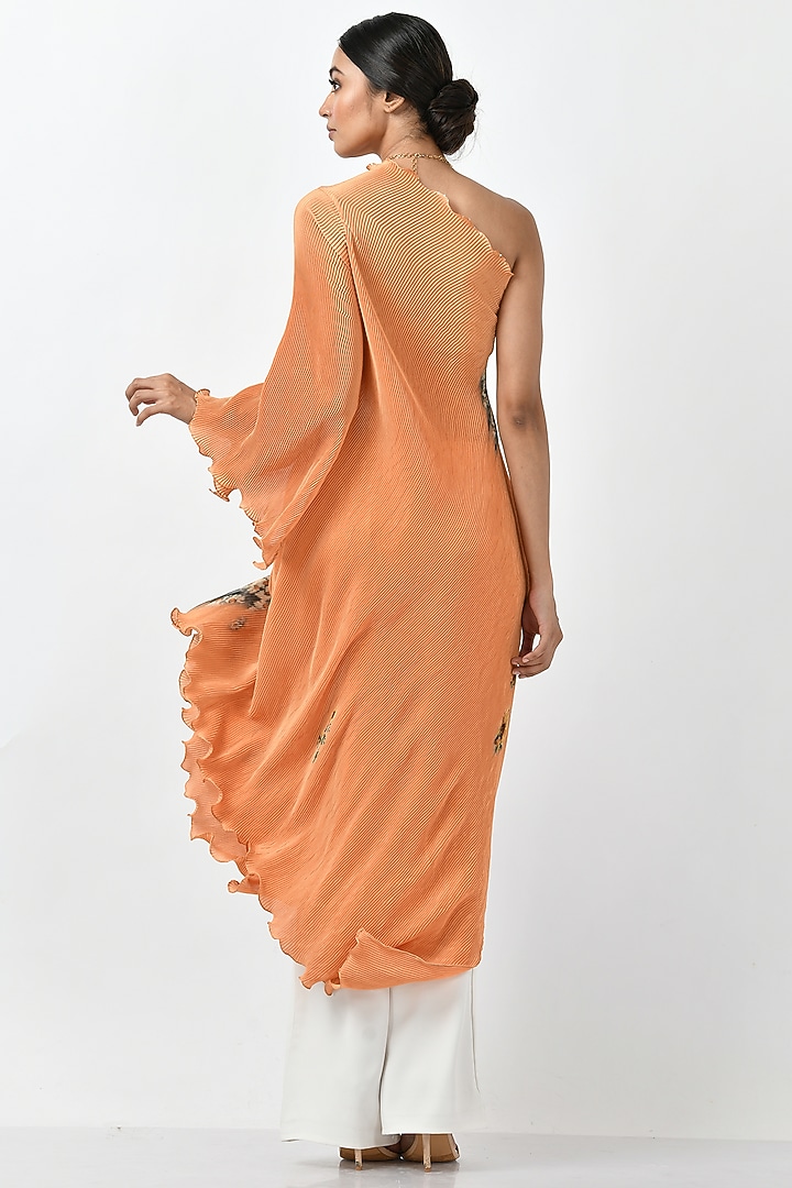 Mango Pleated Polyester Floral Printed One-Shoulder Vacation Dress by Kiran Uttam Ghosh at Pernia's Pop Up Shop