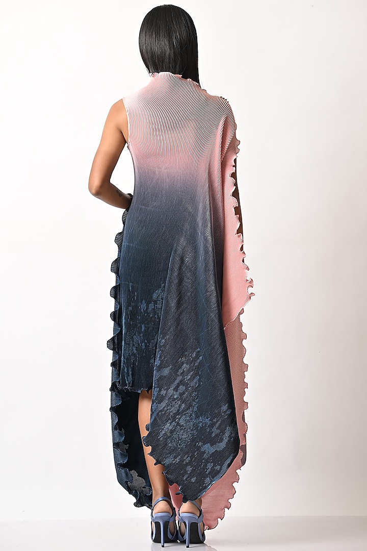 Pink Printed & Hand Embroidered Drape Vacation Dress by Kiran Uttam Ghosh at Pernia's Pop Up Shop