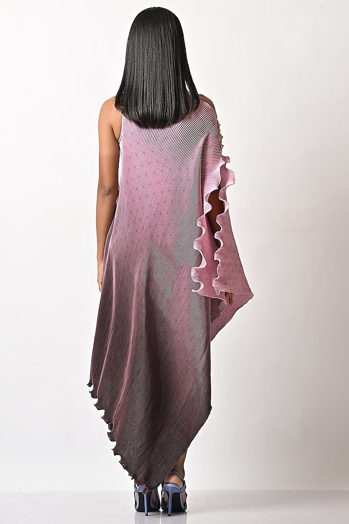 Lavender Hand Embroidered Drape Vacation Dress by Kiran Uttam Ghosh at Pernia's Pop Up Shop