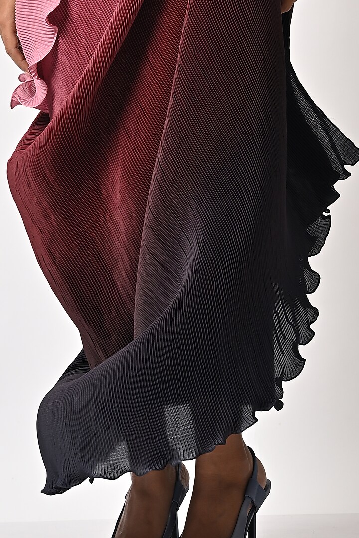 Pink Hand Embroidered Shaded Drape Cocktail Dress by Kiran Uttam Ghosh at Pernia's Pop Up Shop