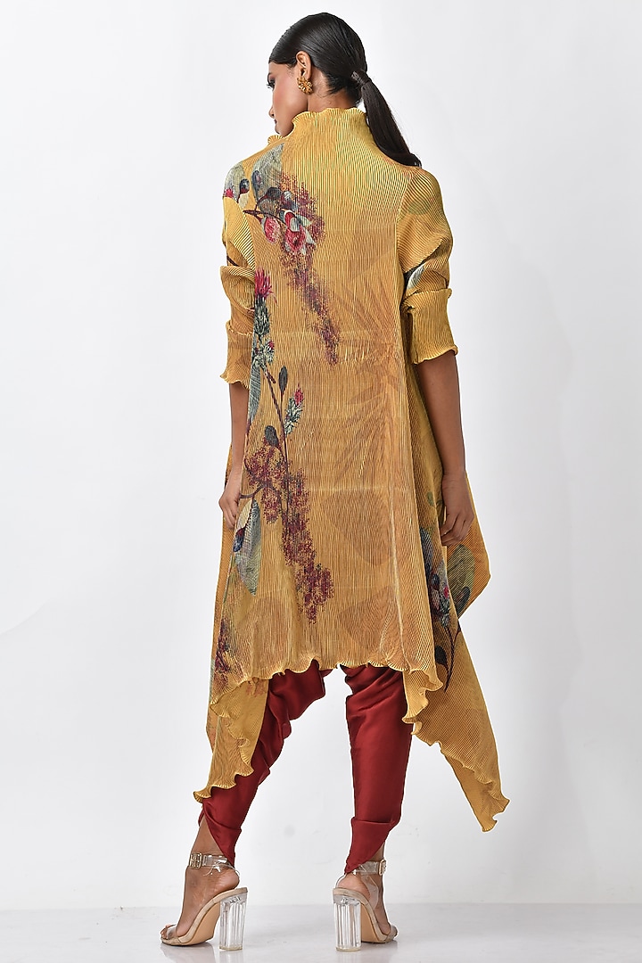Dark Yellow Frangipani Printed Wrap by Kiran Uttam Ghosh at Pernia's Pop Up Shop