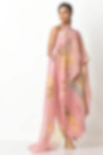 Peach Printed Drape by Kiran Uttam Ghosh at Pernia's Pop Up Shop