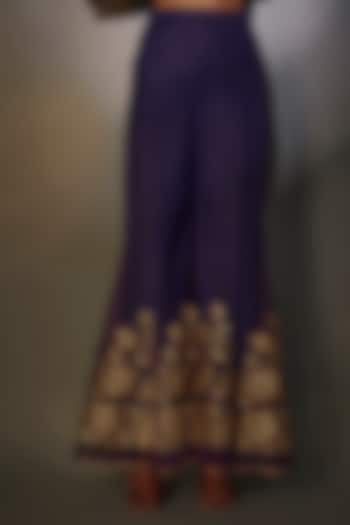 Purple Net Gota Embroidered Sharara Pants by Kiran Uttam Ghosh