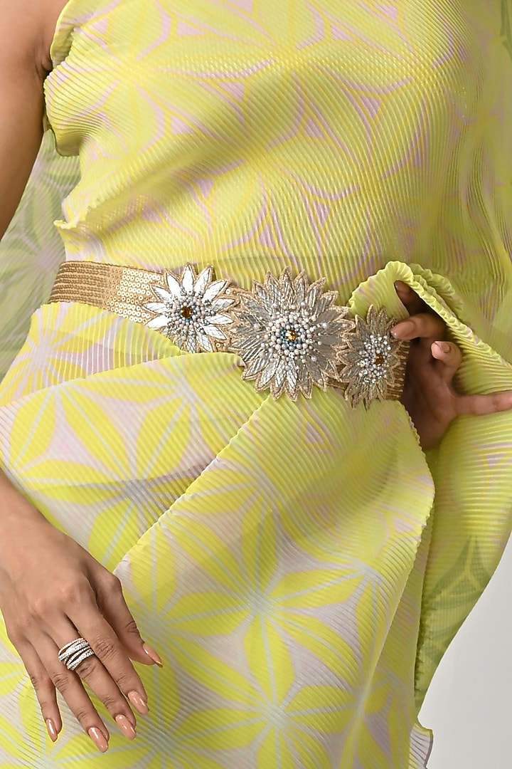 Silver Embroidered Belt by Kiran Uttam Ghosh at Pernia's Pop Up Shop