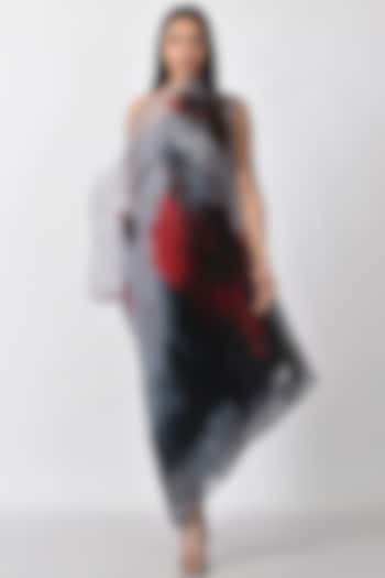 Grey Organza Pleated Drape by Kiran Uttam Ghosh at Pernia's Pop Up Shop