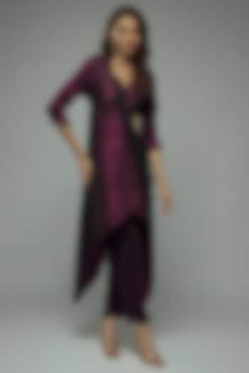 Purple Pleated Polyester Kurta by Kiran Uttam Ghosh at Pernia's Pop Up Shop