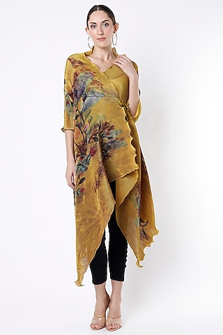 Mustard Printed Wrap by Kiran Uttam Ghosh