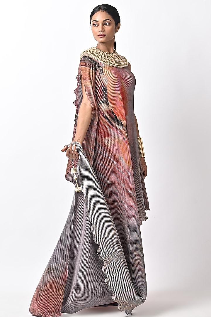 Pink & Grey Printed Tunic by Kiran Uttam Ghosh at Pernia's Pop Up Shop