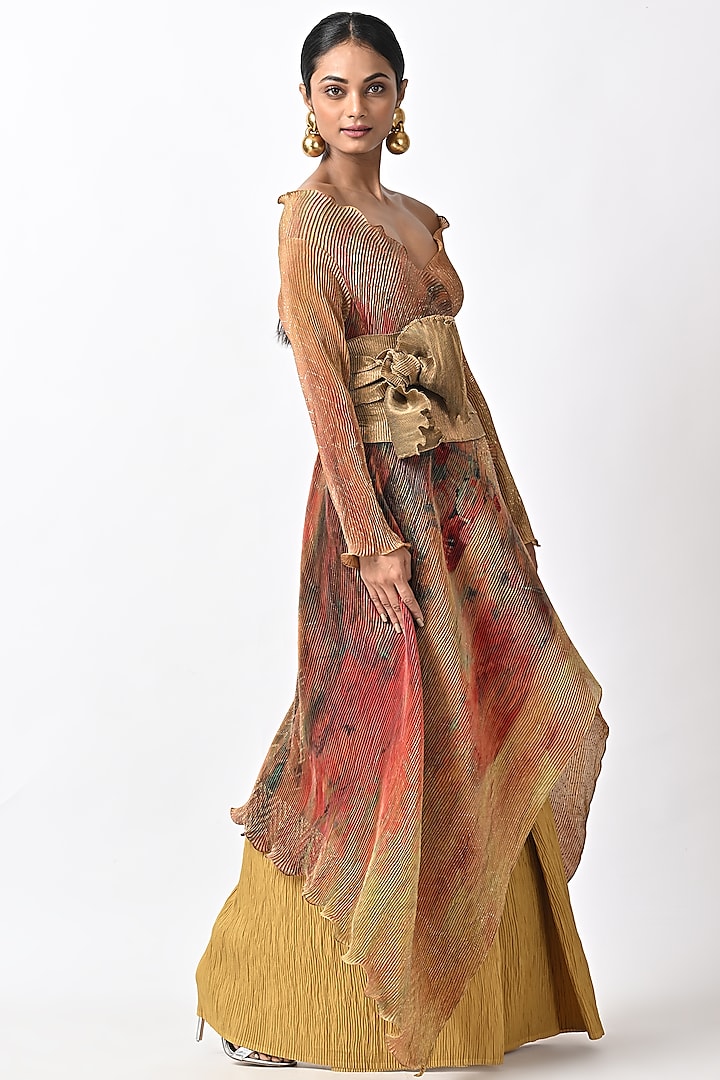 Mustard Gold Printed Wrap by Kiran Uttam Ghosh at Pernia's Pop Up Shop