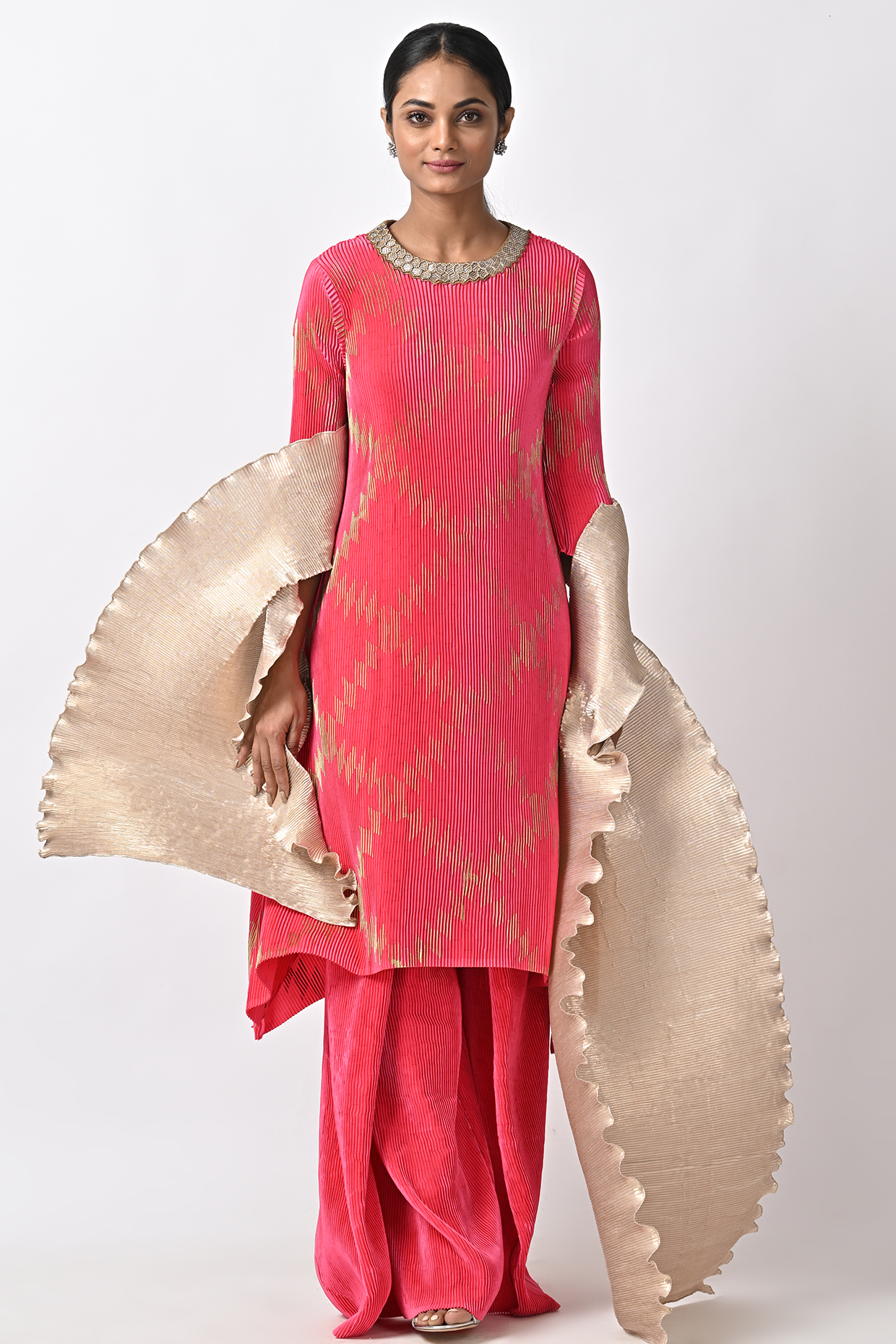 Fuchsia Pink Printed Kaftan by Kiran Uttam Ghosh at Pernia's Pop Up Shop