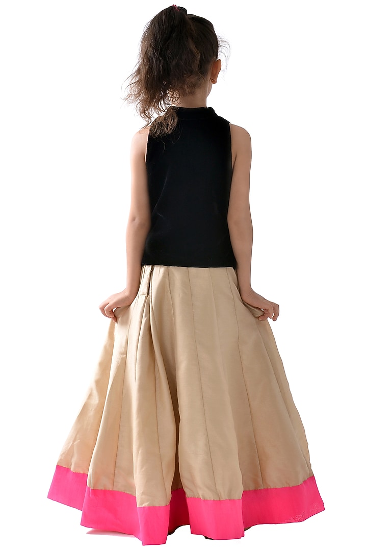 Beige Silk Lehenga Zardosi Embroidered Set For Girls by K&U at Pernia's Pop Up Shop