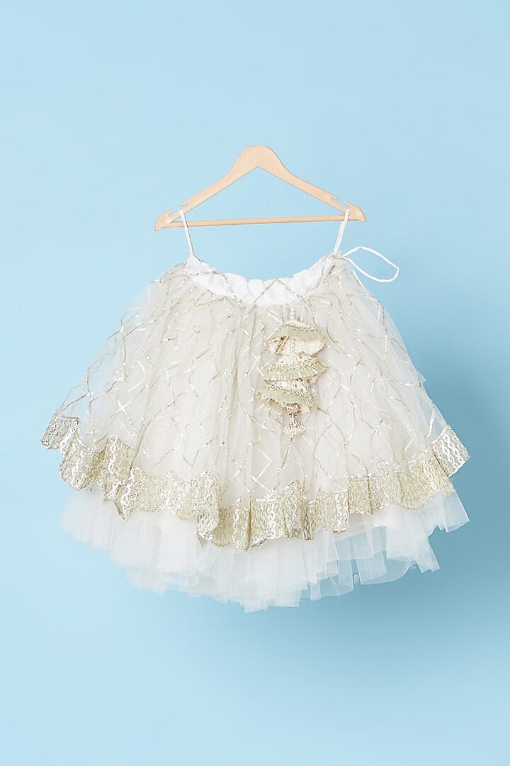 White Embellished Lehenga Set For Girls by Kulreeti at Pernia's Pop Up Shop
