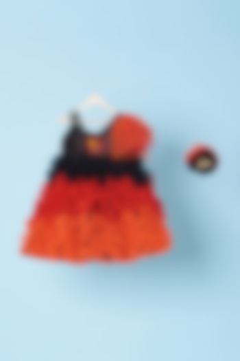 Red & Black Embellished Gown For Girls by Kulreeti