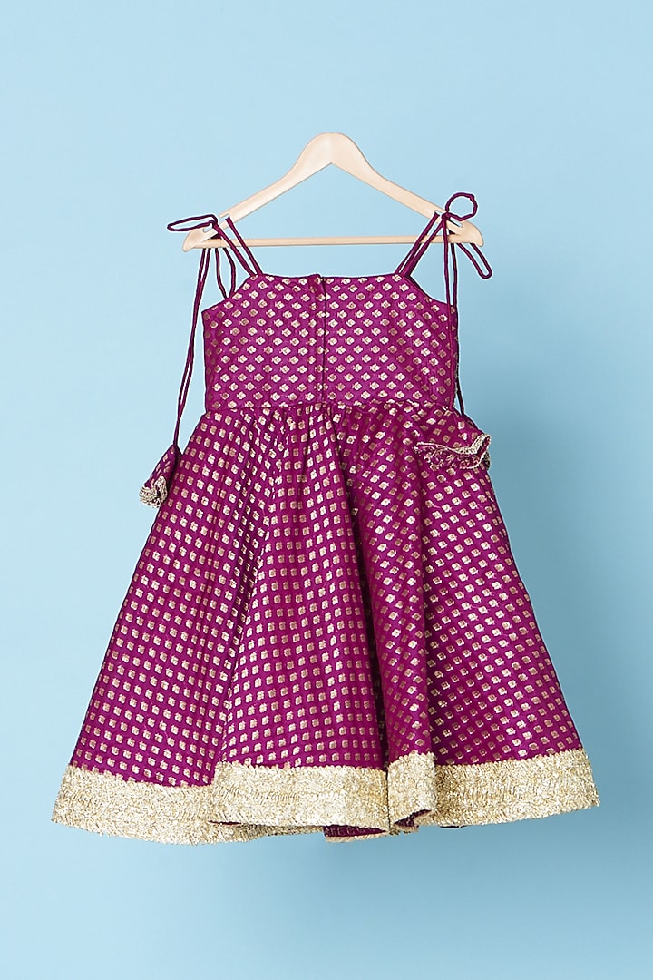 Purple Embroidered Anarkali Set For Girls by Kulreeti at Pernia's Pop Up Shop