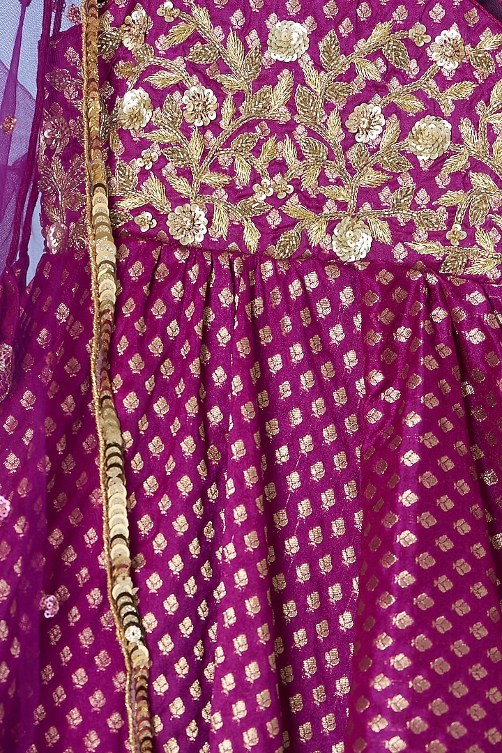 Purple Embroidered Anarkali Set For Girls by Kulreeti at Pernia's Pop Up Shop