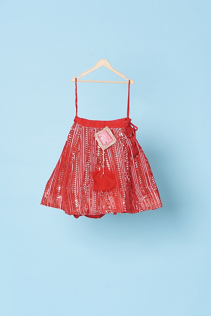 Red Embellished Lehenga Set For Girls by Kulreeti at Pernia's Pop Up Shop