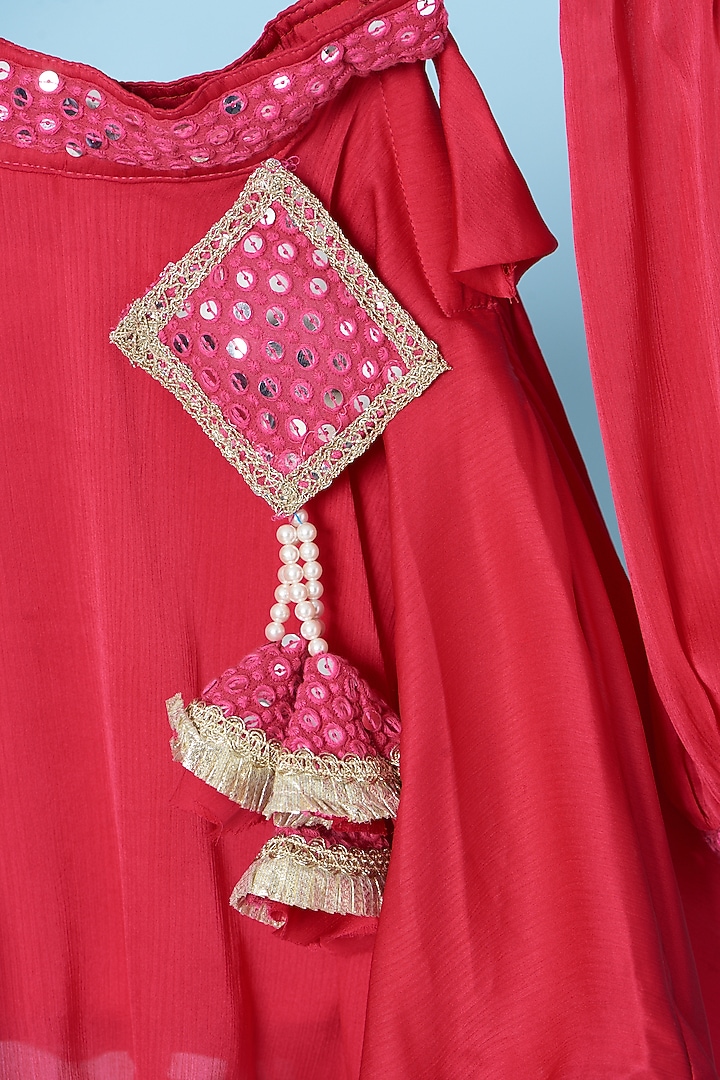 Pink Embellished Lehenga Set For Girls by Kulreeti at Pernia's Pop Up Shop