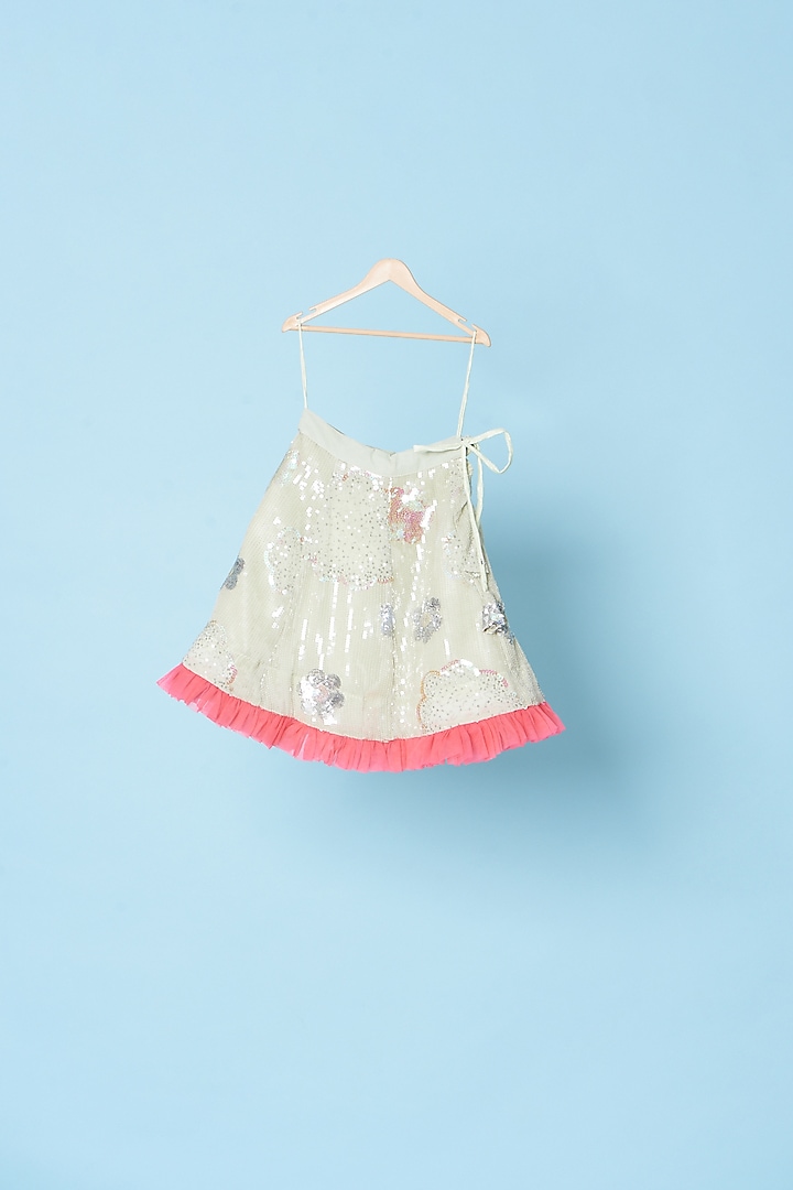 Pista Green Embellished Lehenga Set For Girls by Kulreeti at Pernia's Pop Up Shop