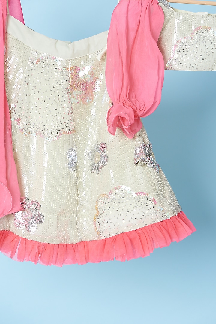 Pista Green Embellished Lehenga Set For Girls by Kulreeti at Pernia's Pop Up Shop
