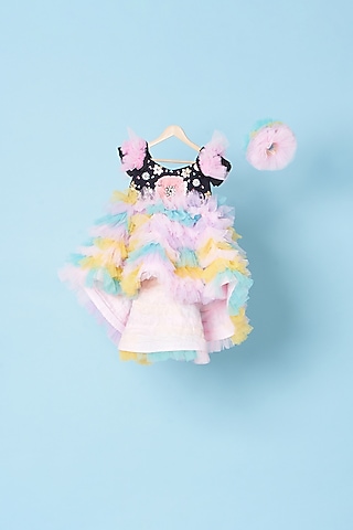 Multi-Coloured Embroidered Dress For Girls by Kulreeti