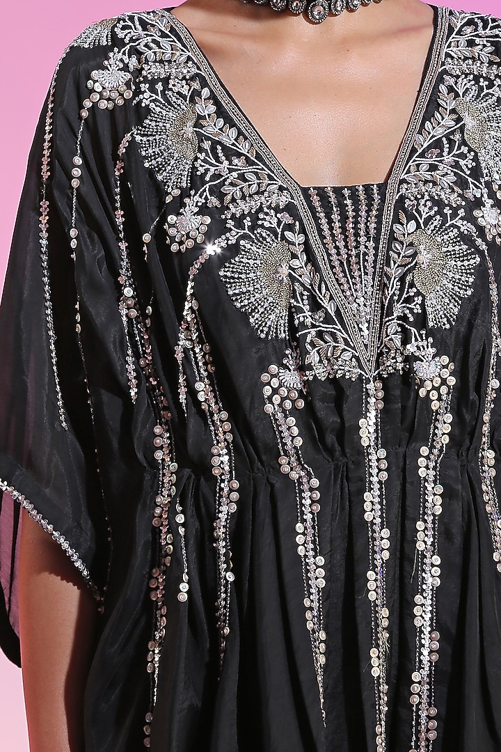 Black Habutai Cupro Wedding Sharara Set by Kudi Pataka Designs  at Pernia's Pop Up Shop