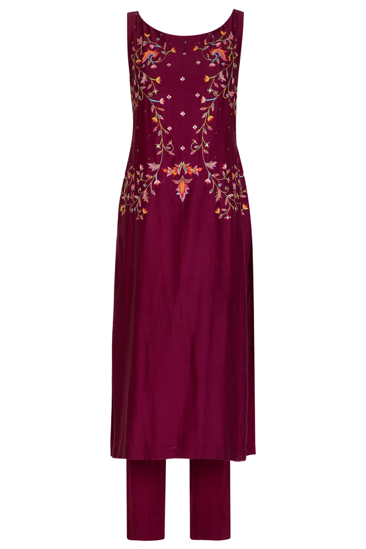 Pataka Embroidered Neckline Kurta – Black