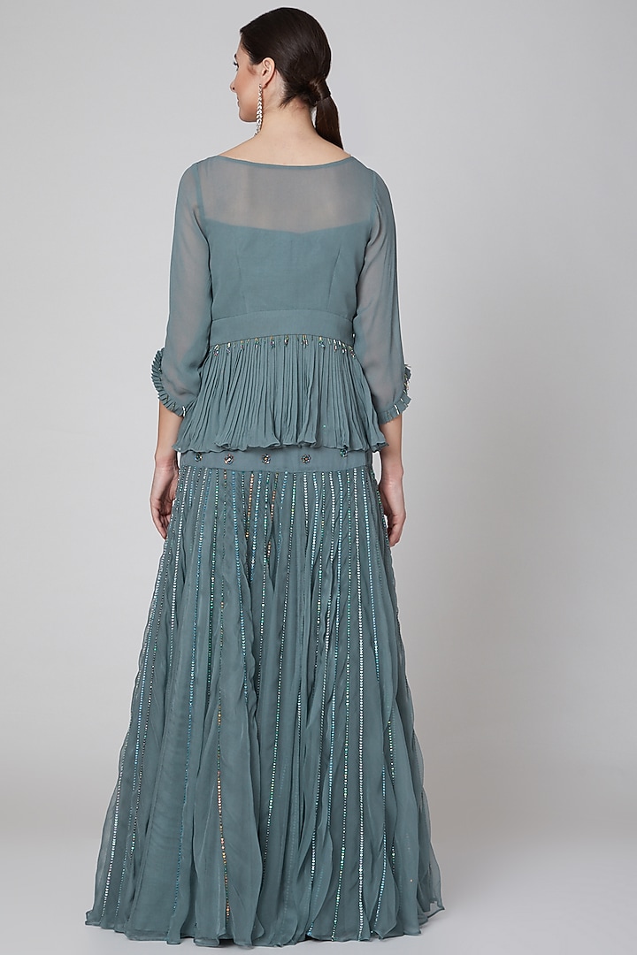 Grey Embroidered Skirt Set by Kudi Pataka Designs at Pernia's Pop Up Shop