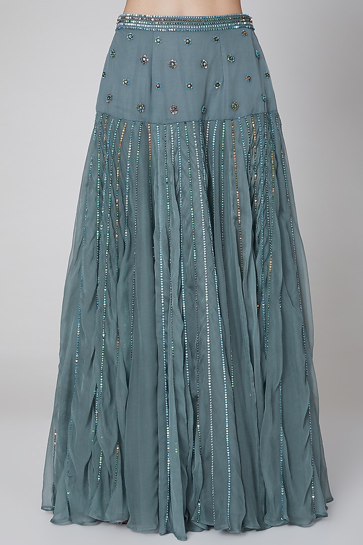 Grey Embroidered Skirt Set by Kudi Pataka Designs at Pernia's Pop Up Shop