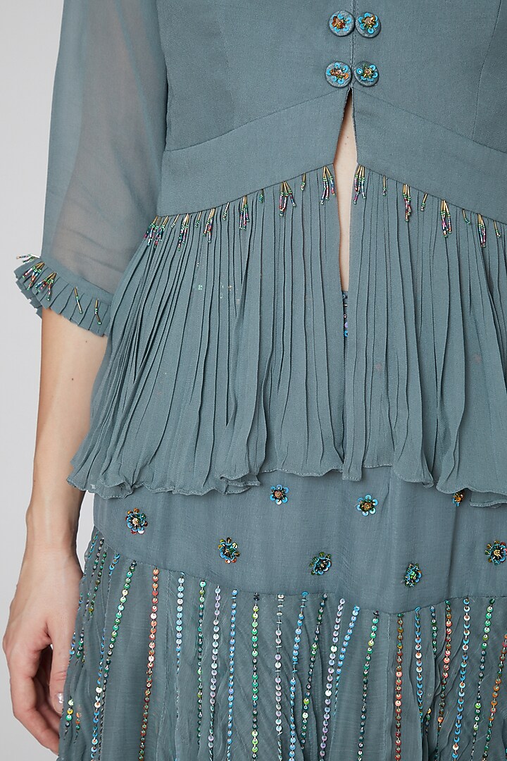 Grey Embroidered Skirt Set by Kudi Pataka Designs at Pernia's Pop Up Shop