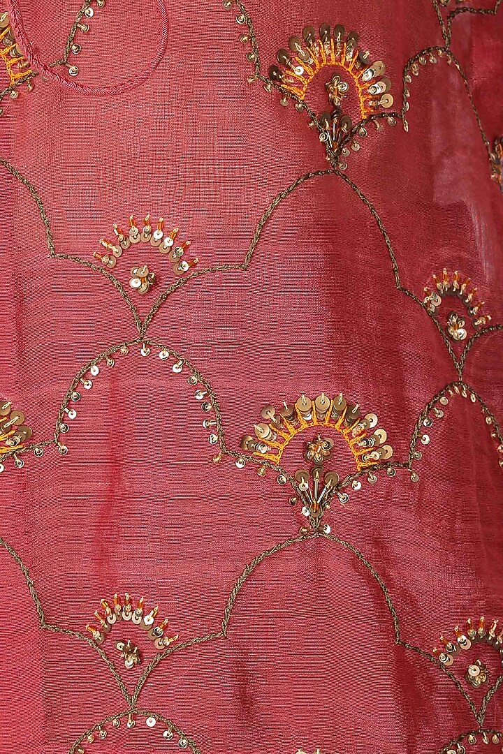 Earthy Rust Chanderi Gota Work Lehenga Set For Girls by Mini Pataka by Kudi Pataka Designs at Pernia's Pop Up Shop