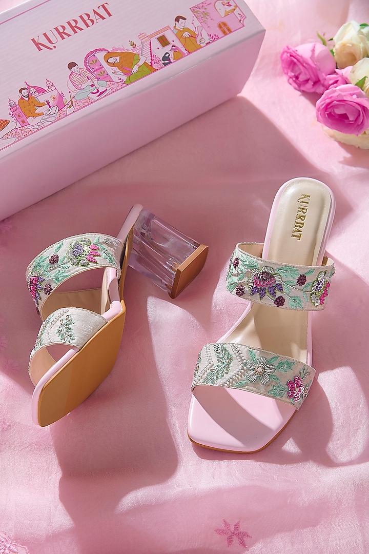 Multi-Colored Vegan Leather Embroidered Heels by Kurrbat at Pernia's Pop Up Shop