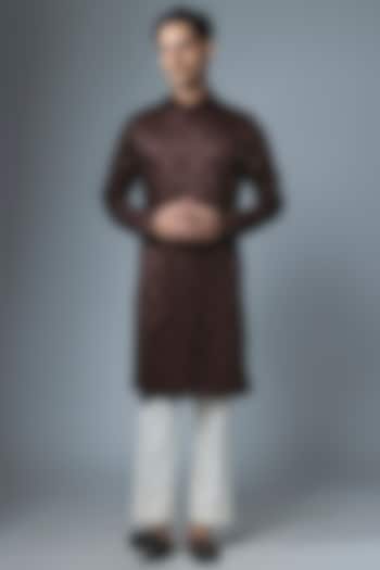 Dark Wine Cotton Silk Kurta Set by Kunal Rawal at Pernia's Pop Up Shop