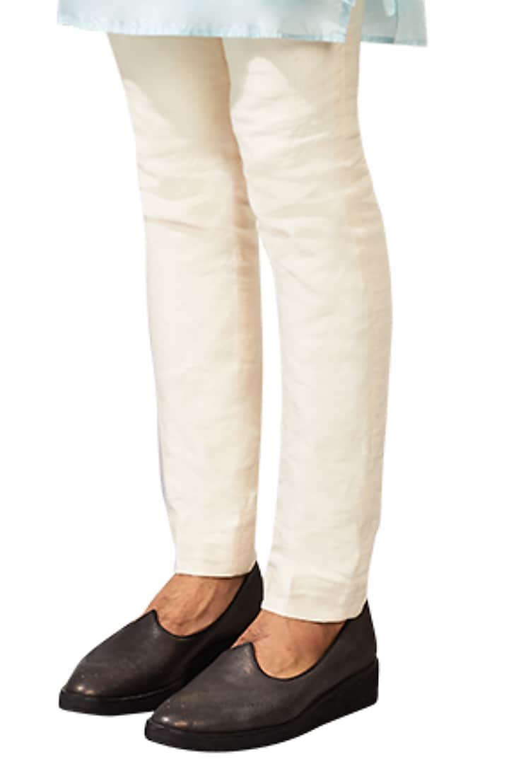 Ice Blue Viscose Embroidered Kurta by Kunal Rawal at Pernia's Pop Up Shop