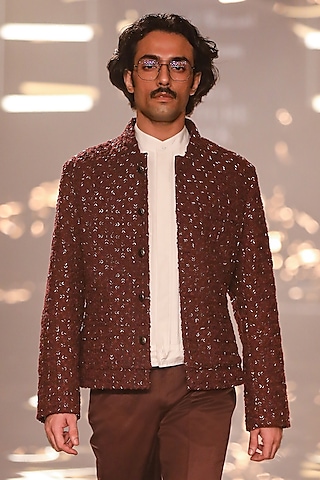 Wine Suiting Bandhgala by Kunal Rawal