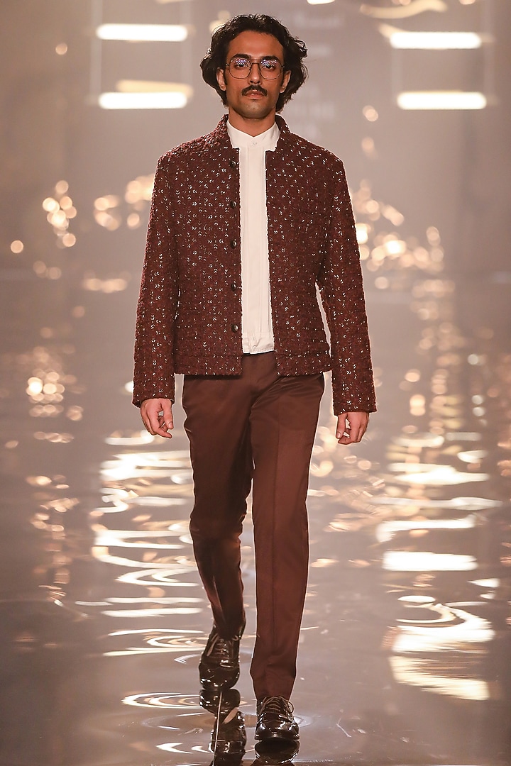 Wine Suiting Groom Bandhgala by Kunal Rawal at Pernia's Pop Up Shop