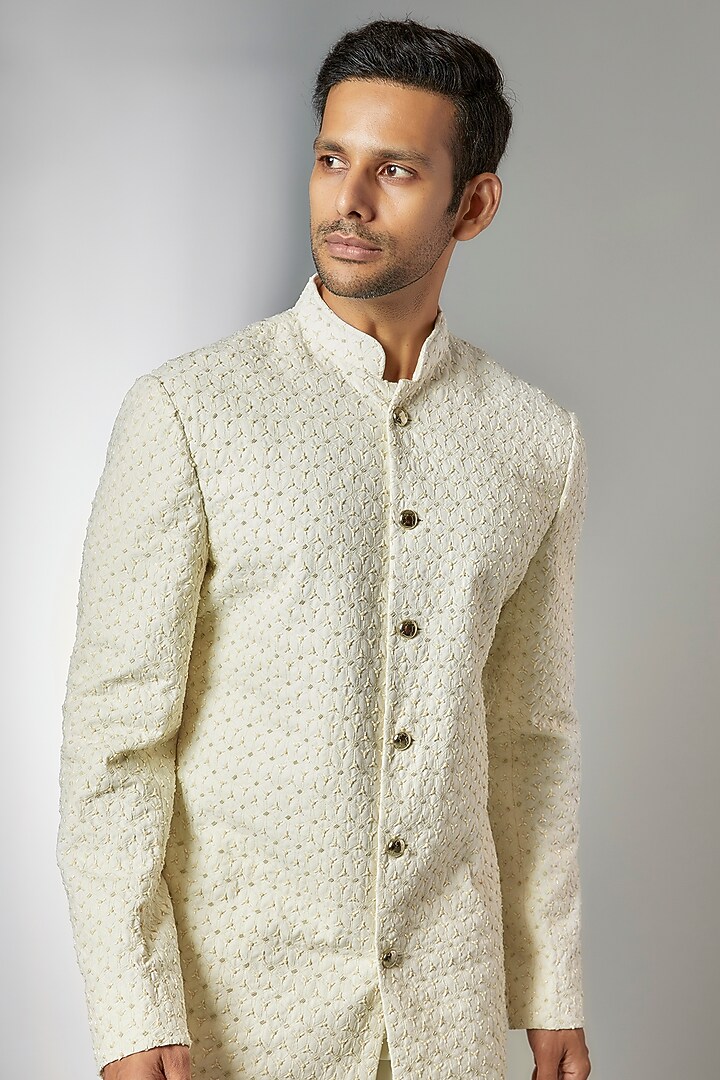 Black Linen Satin Kurta by Kunal Rawal at Pernia's Pop Up Shop