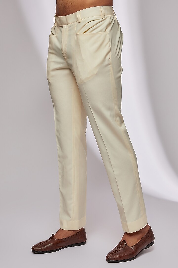 Vanilla White Plant Fabric Embroidered Nehru Jacket Set by Kunal Rawal at Pernia's Pop Up Shop