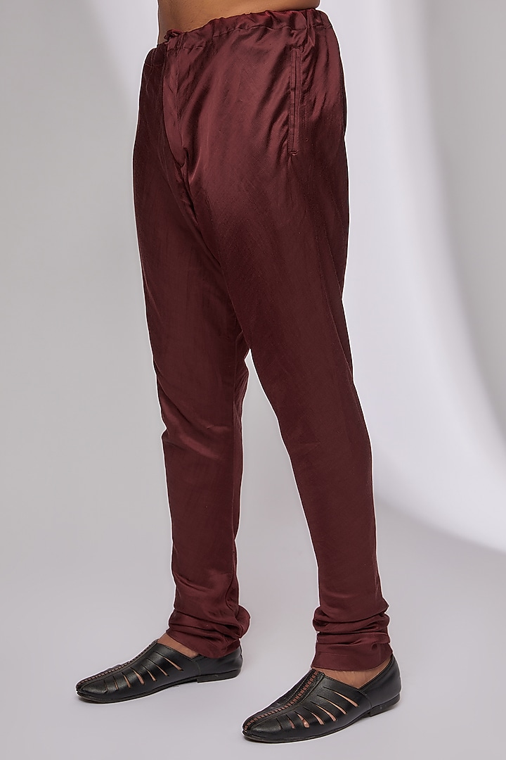 Navy Blue & Wine Suiting Embroidered Nehru Jacket Set by Kunal Rawal at Pernia's Pop Up Shop