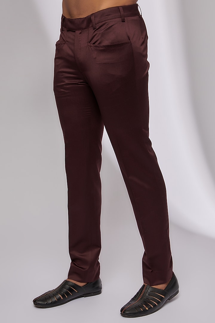 Wine Plant Fabric Embroidered Nehru Jacket Set by Kunal Rawal at Pernia's Pop Up Shop