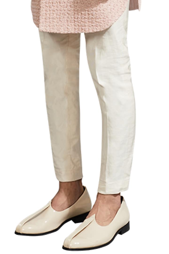 Blush Pink Suiting Embroidered Groom Sherwani Set by Kunal Rawal at Pernia's Pop Up Shop