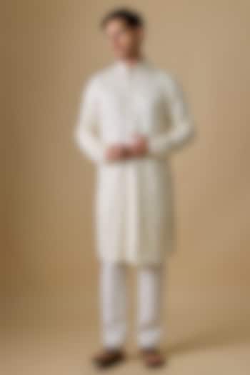 Vanilla-Colored Blended Silk Kurta by Kunal Rawal