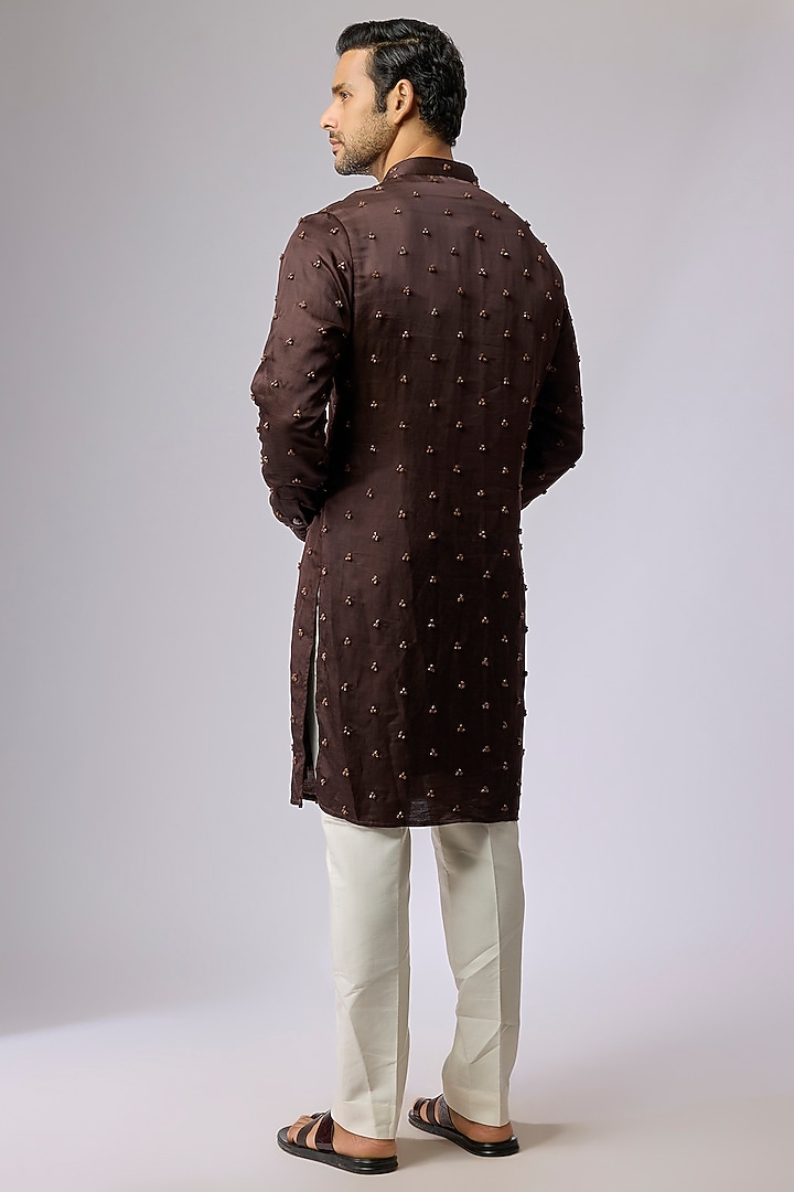 Brown Blended Silk Kurta by Kunal Rawal at Pernia's Pop Up Shop