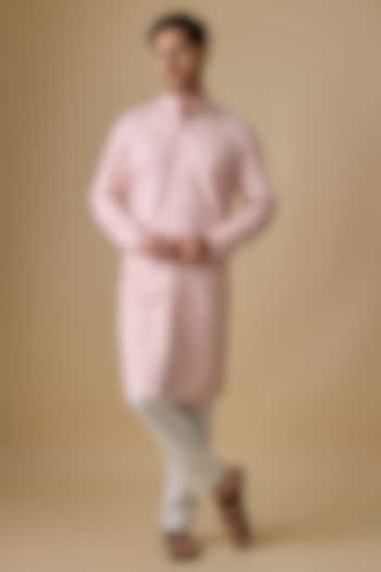 Blush Pink Blended Silk Kurta by Kunal Rawal