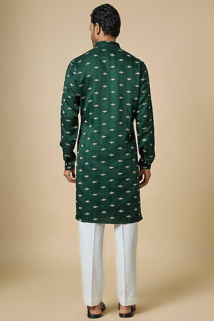 Emerald Green Suiting Kurta by Kunal Rawal at Pernia's Pop Up Shop