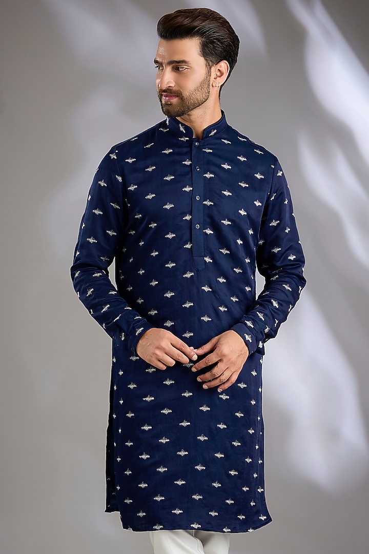 Cobalt Suiting Kurta by Kunal Rawal at Pernia's Pop Up Shop